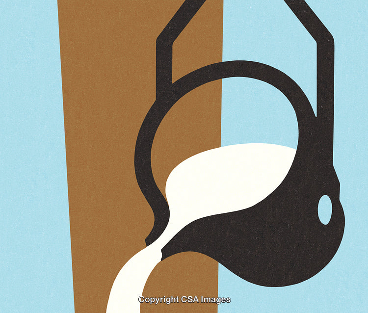 Abstract Illustration of Milk Pouring From a Jug in Retro Design