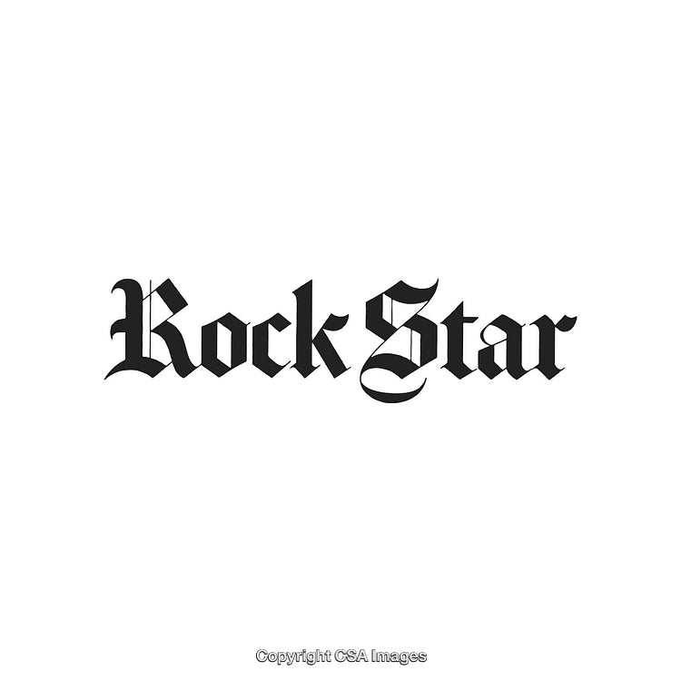 Bold Blackletter Rock Star Typography Design on White Background