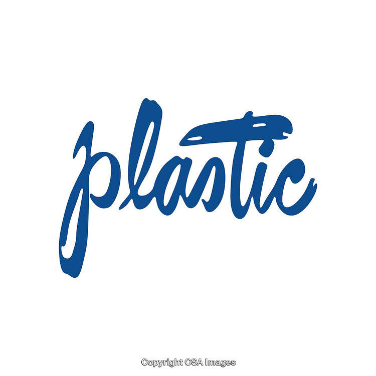 Blue Handwritten Logo with Text 'Plastic' in Stylish Font