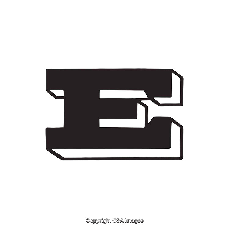 Bold Black Letter E Design in a Geometric Style on White Background
