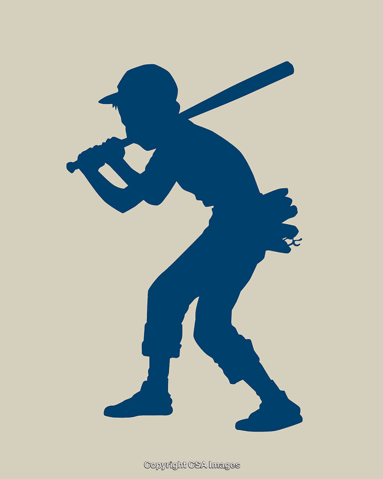 Silhouette of a Youth Playing Baseball with a Bat