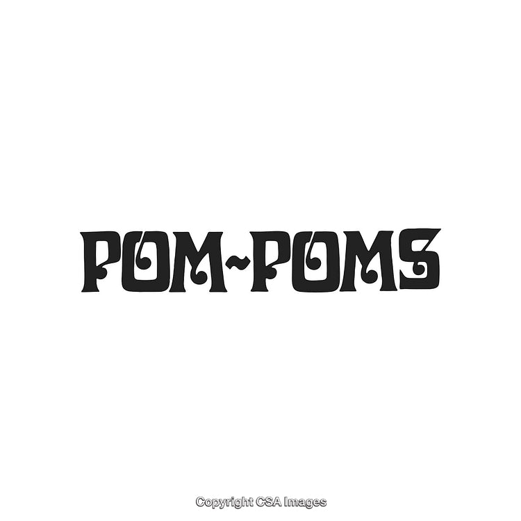 Retro Stylized Pom-Poms Text Design With Decorative Font on White Background