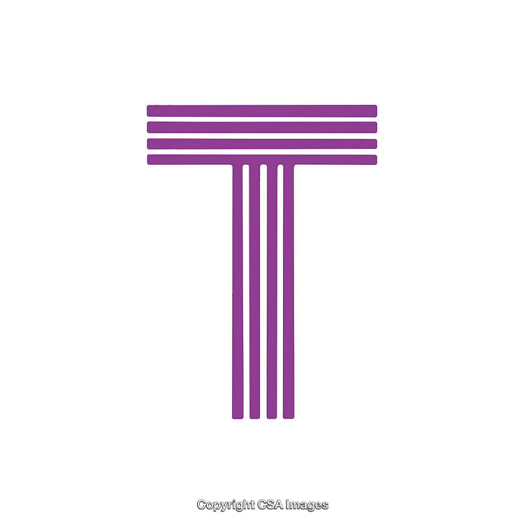 Purple Stylized Letter T Design on Isolated White Background