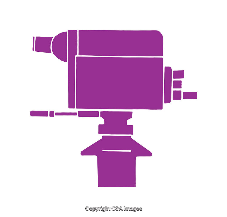 Abstract Purple Icon of a Video Camera on White Background