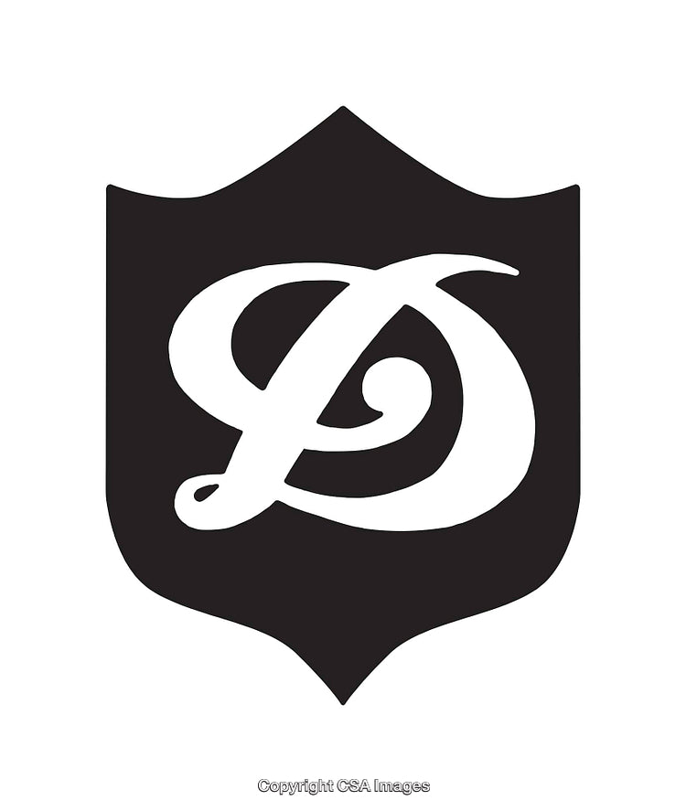 Black and White Shield Emblem with Stylish Initials Design