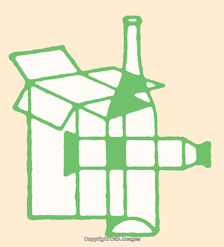 Simple Line Art Illustration Depicting a Green Recyclable Shape