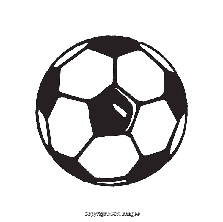 Black and White Line Art Illustration of a Soccer Ball