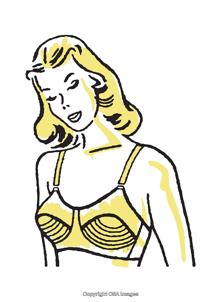 Retro Illustration of a Woman in Yellow Lingerie with Classic Style