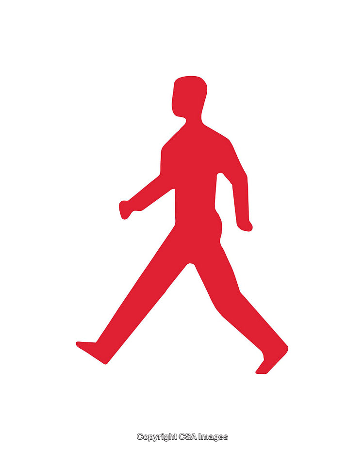Red Silhouette Icon of a Walking Human Figure