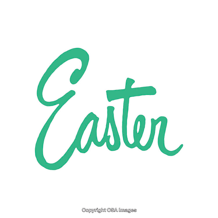 Green Calligraphy Spelling the Word 'Easter' on a White Background