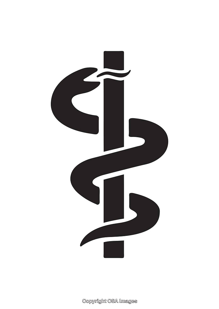 Black and White Caduceus Medical Symbol Icon for Healthcare Applications