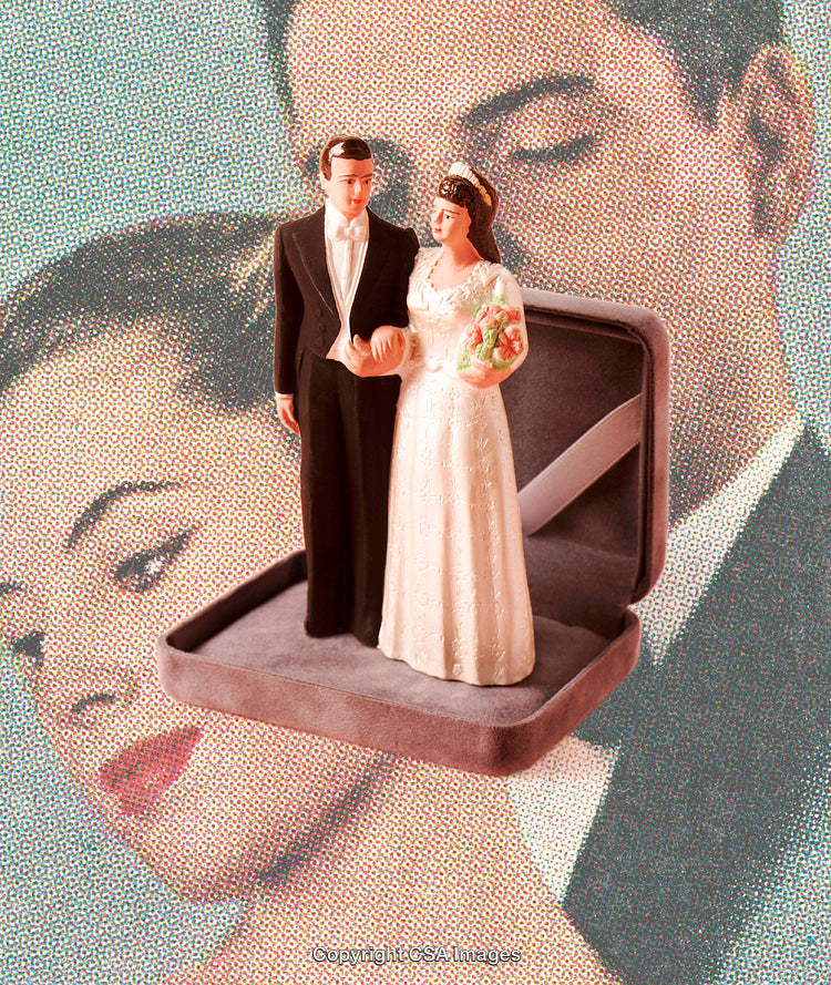 Elegant Wedding Cake Topper Figures With Vintage Backdrop
