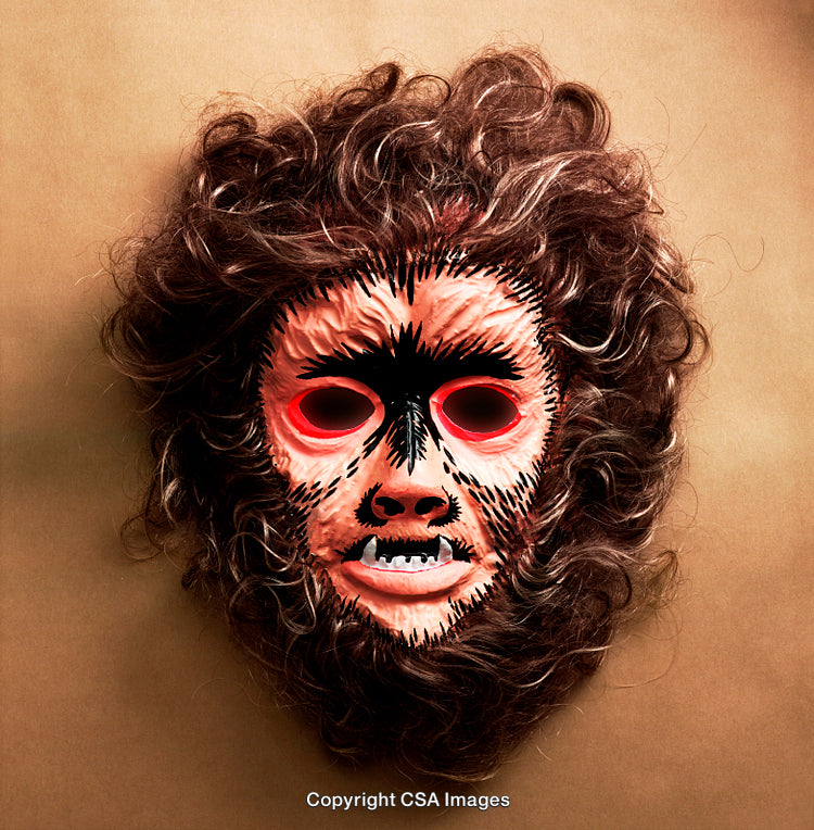 Colorful Mask Evoking Wild Beast Appearance on Neutral Background