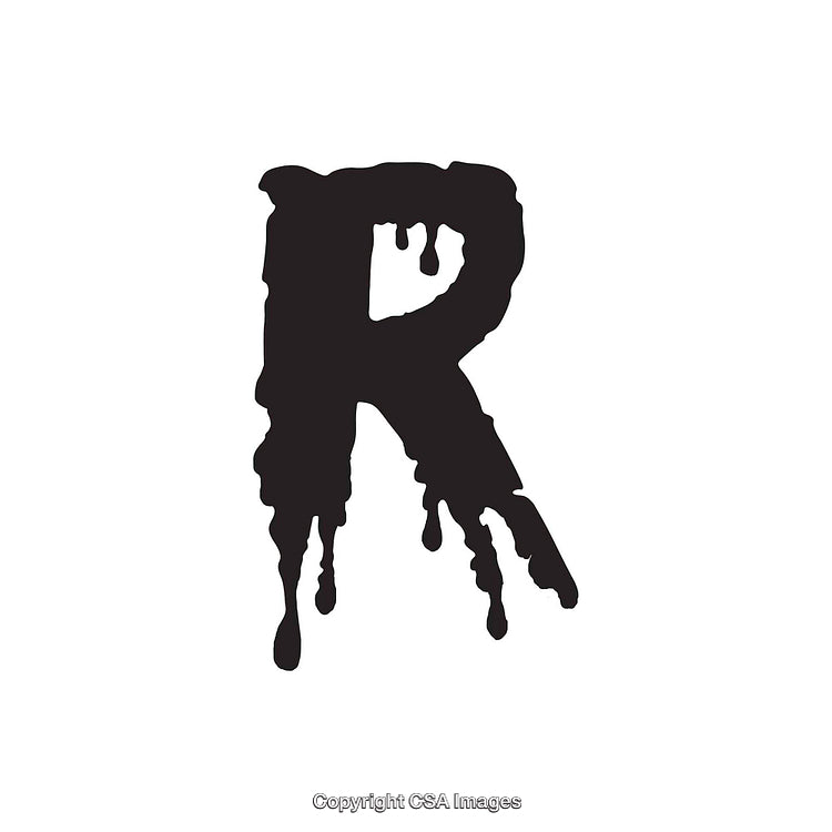 Black Dripping Letter R Painted in Bold Artistic Style