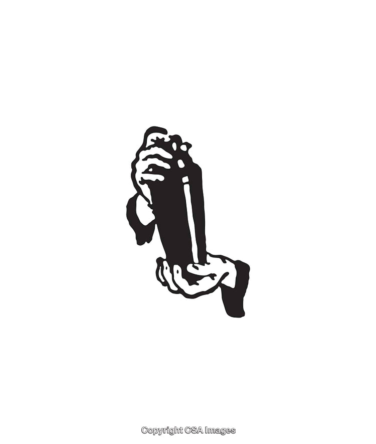 Black and White Illustration of Hands Gripping a Shaker