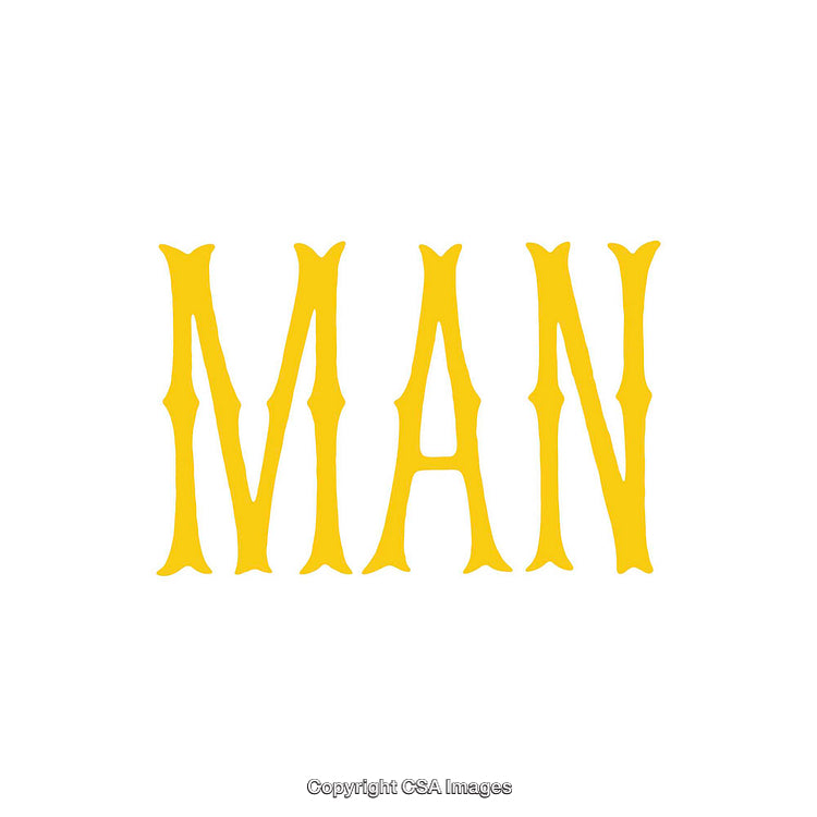 Bold Yellow Typography Featuring the Word 'MAN' in Decorative Font