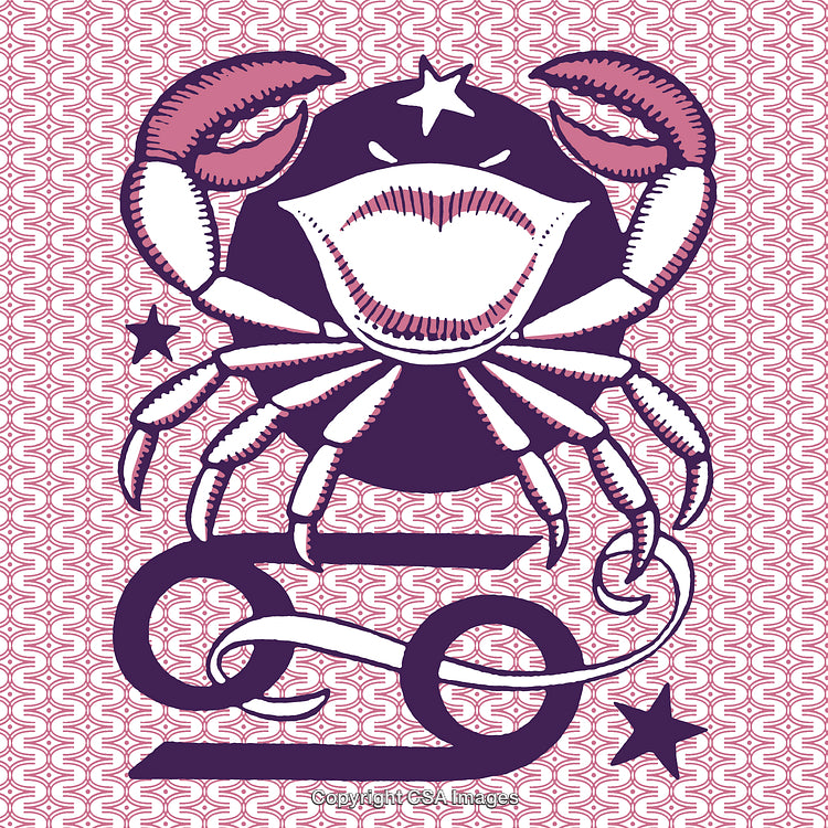 Illustrative Zodiac Cancer Symbol Featuring a Bold Intricate Crab Design