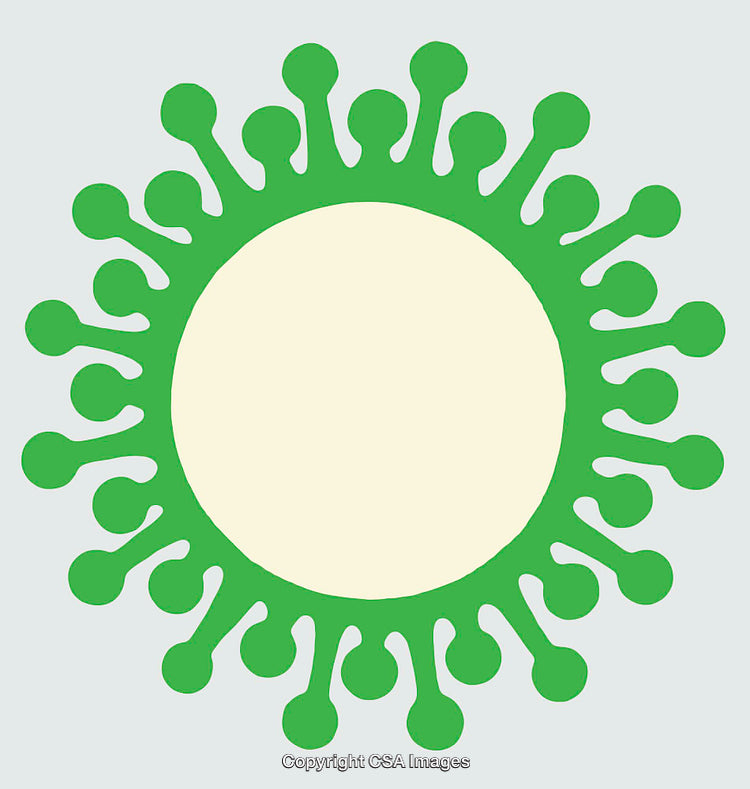 Green Viral Structure Illustration on Neutral Background in a Minimalist Style