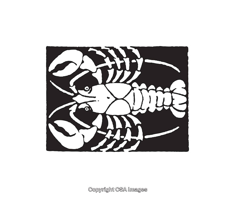 Black And White Symmetrical Illustration of Lobster in Bold Graphic Style