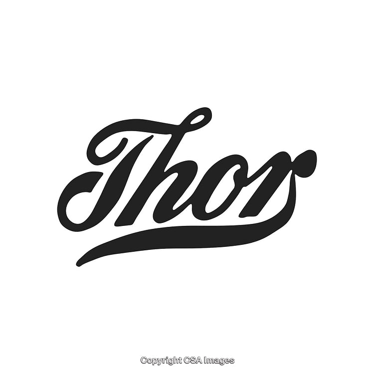 Elegant Script Font Display of the Word 'Thor' in Black