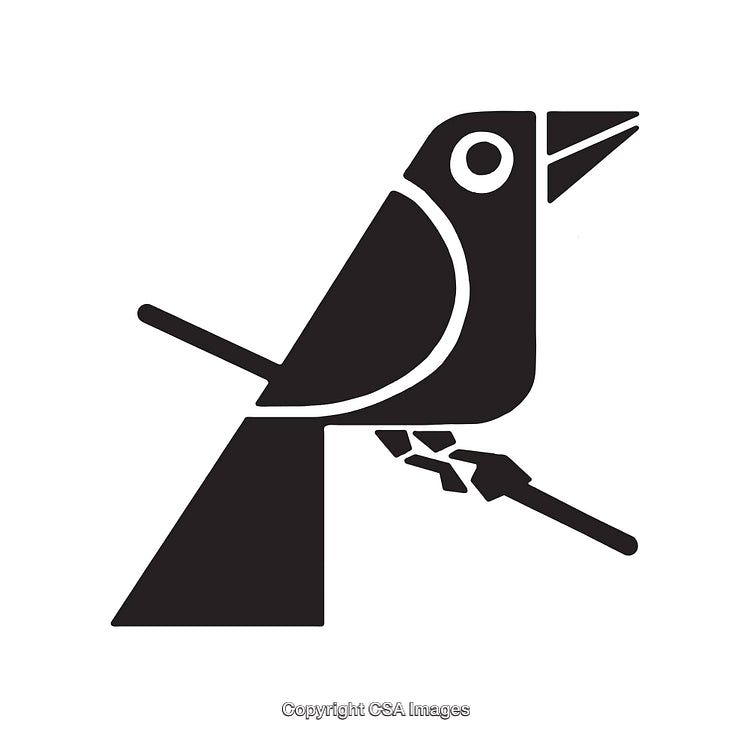 Minimalist Black and White Bird Illustration in Line Art Style