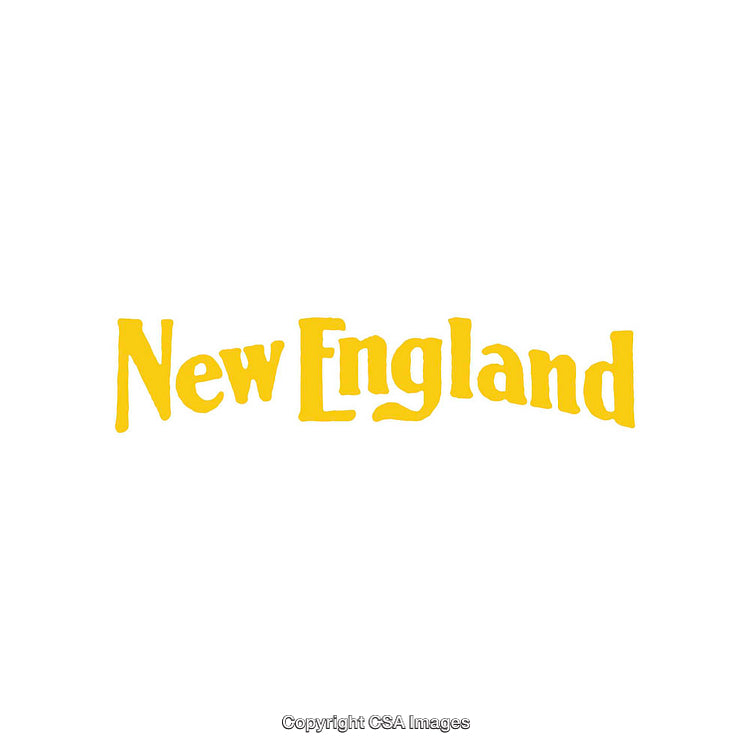 Yellow New England Script Font Isolated on White Background