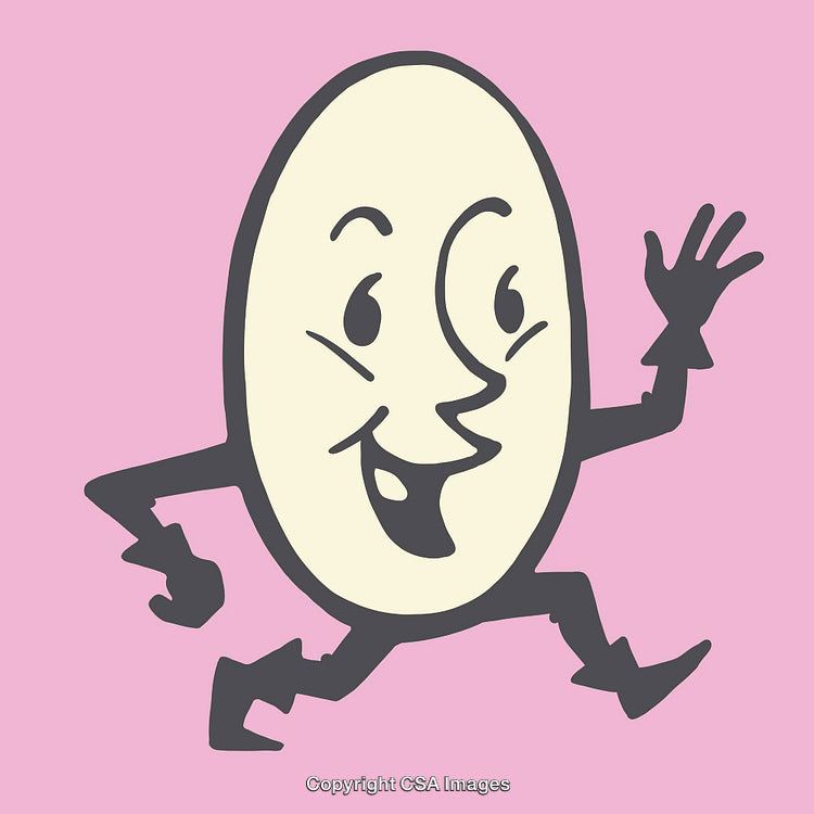 Cheerful Anthropomorphic Oval Illustration on Pink Background