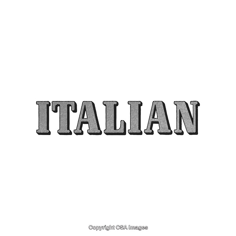 Decorative Vintage Styled Italian Text Design With Etched Illustrative Effect