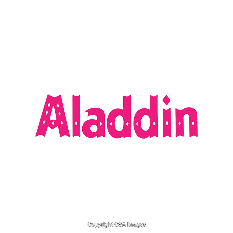 Bright Pink Aladdin Text Design on a White Background