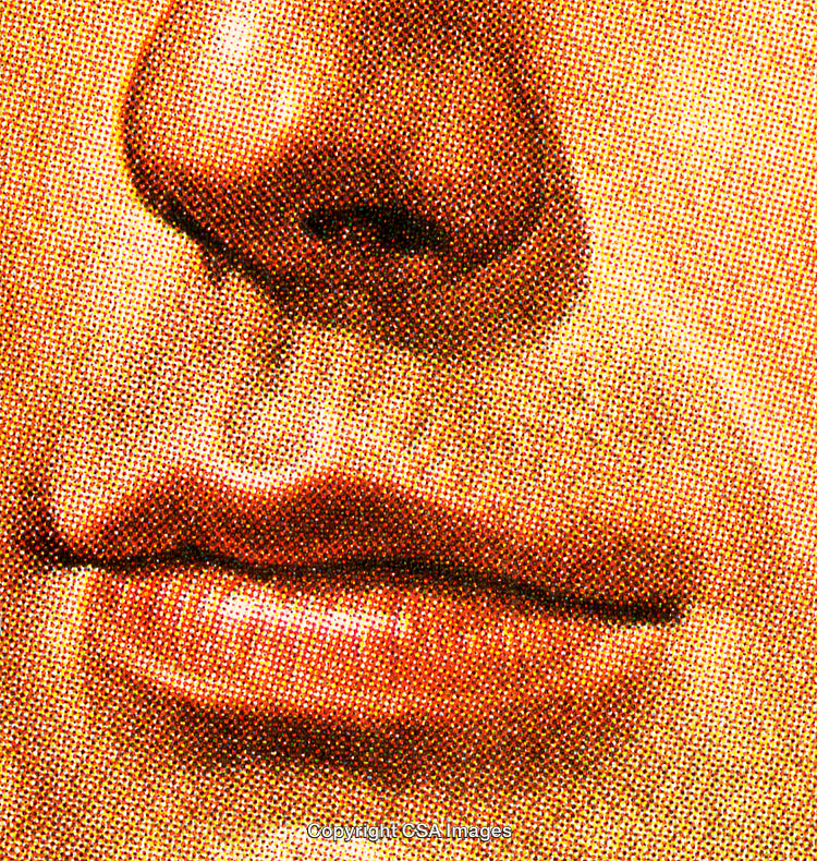 Close-Up of Lips and Nose in Stylized Halftone Print