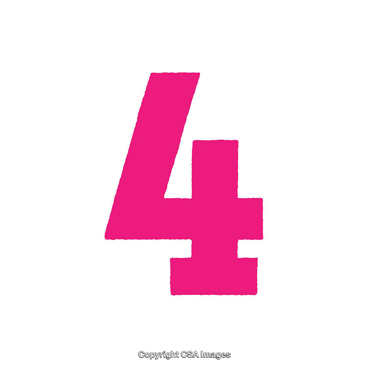 Pink Number Four on a White Background