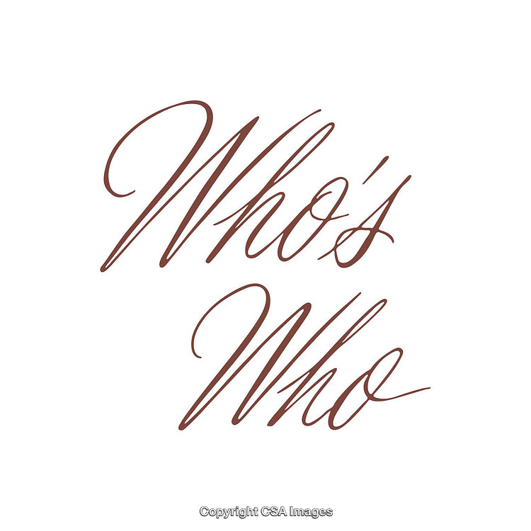 Elegant Handwritten Text Featuring 'Who's Who' in Stylish Brown Font