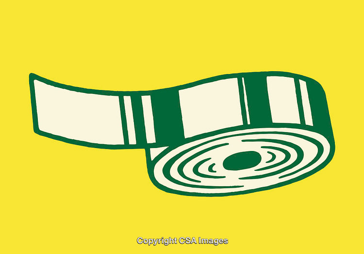 Stylized Illustration of a Tape Roll on Bright Yellow Background