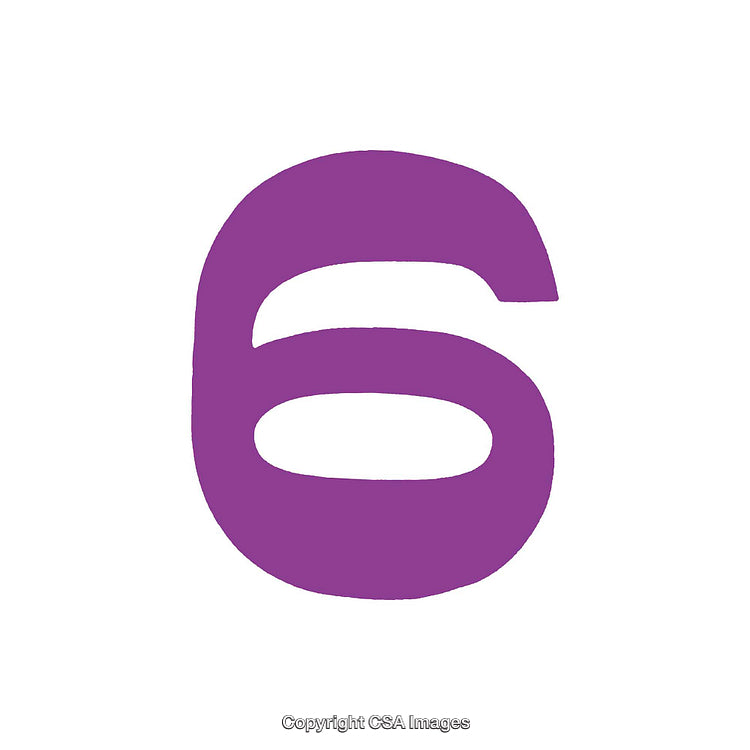 Purple Number Six Digit Character Isolated on White Background