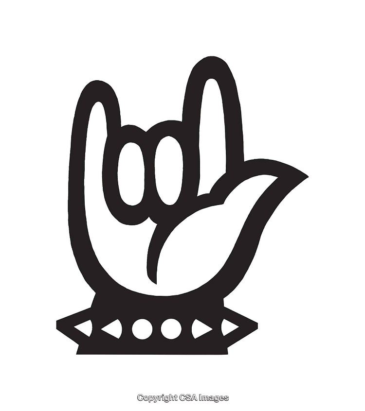 Black and White Line Art of Rock Hand Gesture Symbol