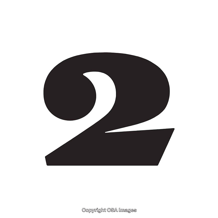 Bold Number Two in Black on White Background