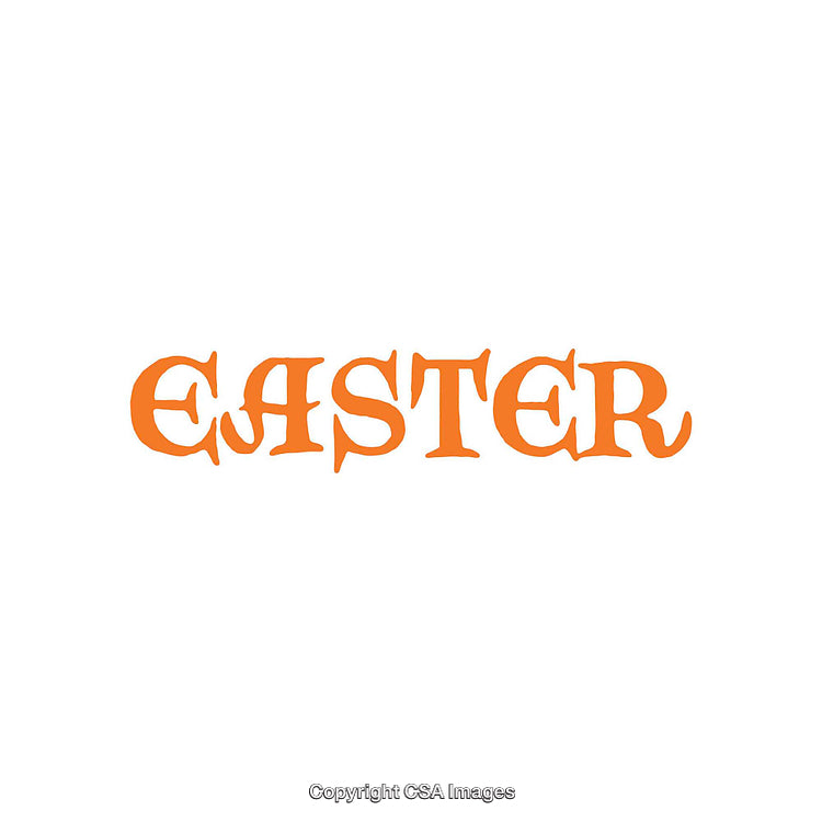 Bold Orange Easter Word Art Isolated on White Background