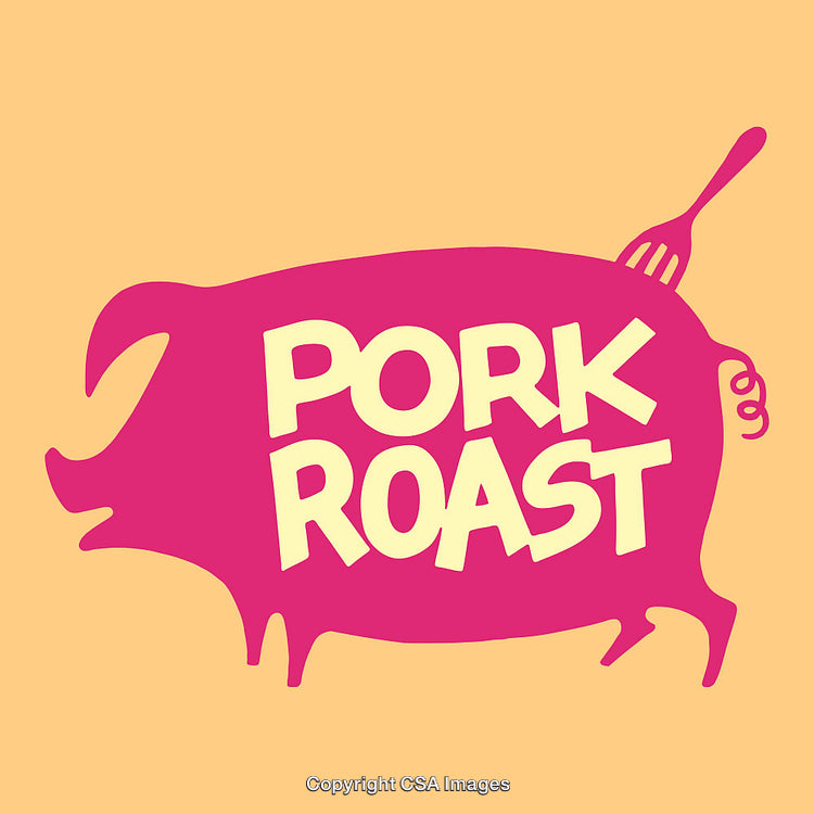 Colorful Illustration of Pork Roast Concept with Fork Detail