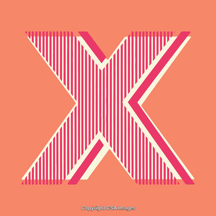 Stylized Letter X with Striped Design on Vibrant Background