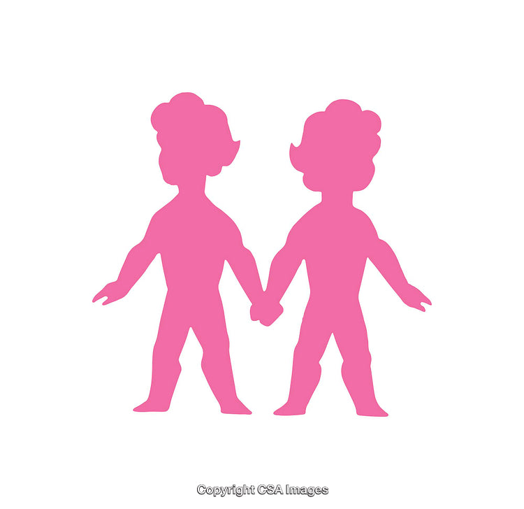 Pink Silhouette Icon of Two Human Figures Holding Hands