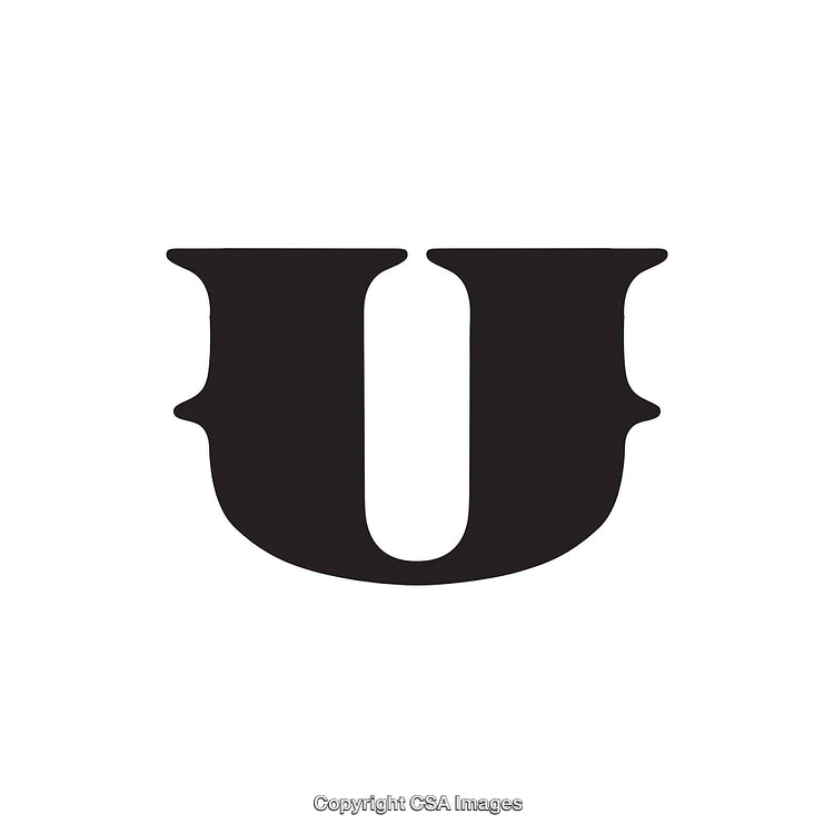 Black Stylized Capital U Letter Against a White Background