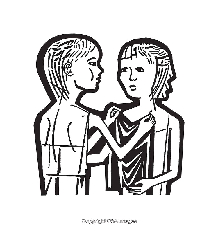 Black And White Line Art Showing Two Individuals Interacting