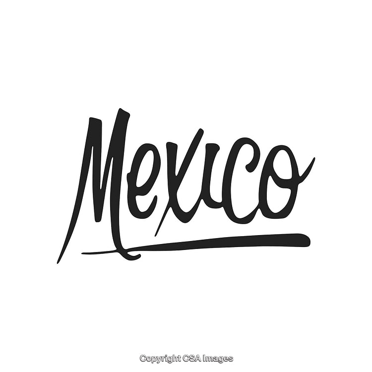 Stylish Black Lettering of 'Mexico' in Hand-Drawn Calligraphy Style