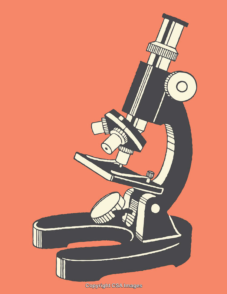 Illustration of Colorful Classic Microscope on Bright Orange Background