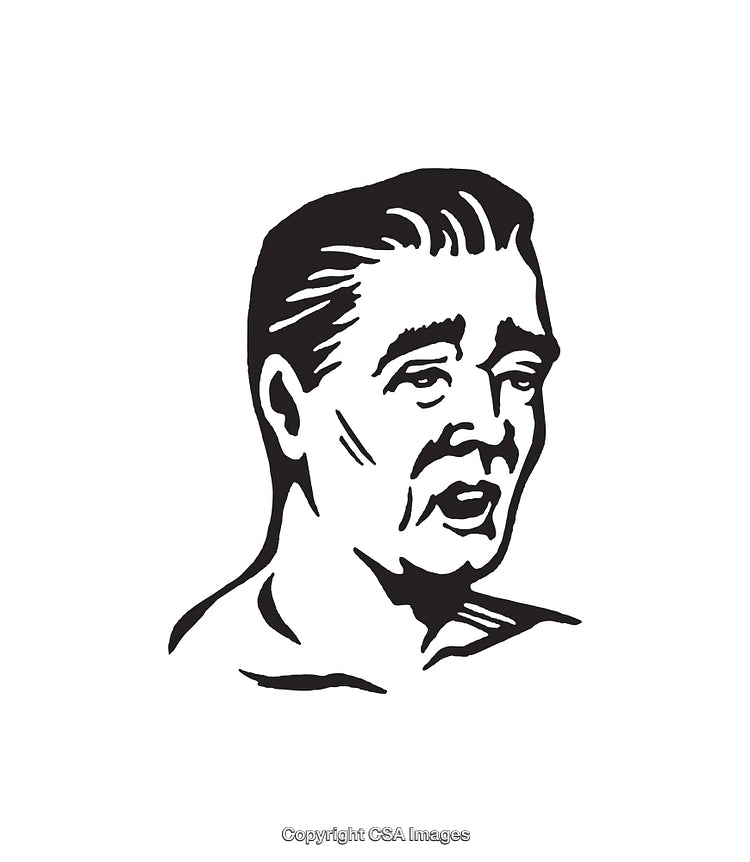 Vintage Black and White Line Art Portrait Illustration