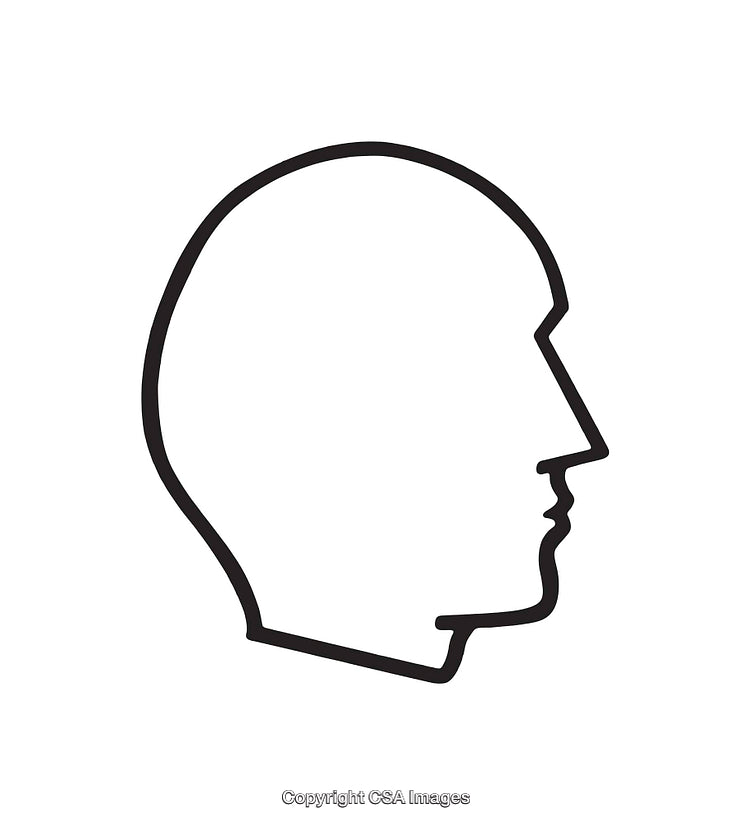 Minimalist Black and White Profile Icon of a Human Head