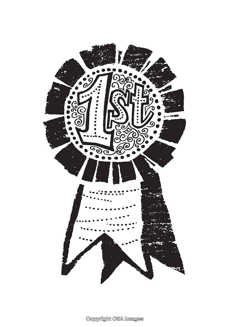Hand-Drawn First Place Ribbon with Decorative Detail