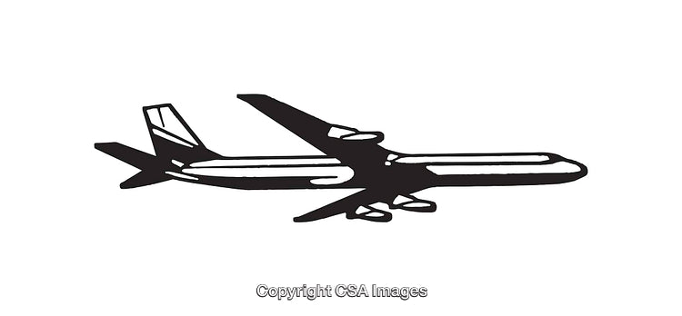 Black and White Airplane Icon Illustration in Simple Minimalist Style