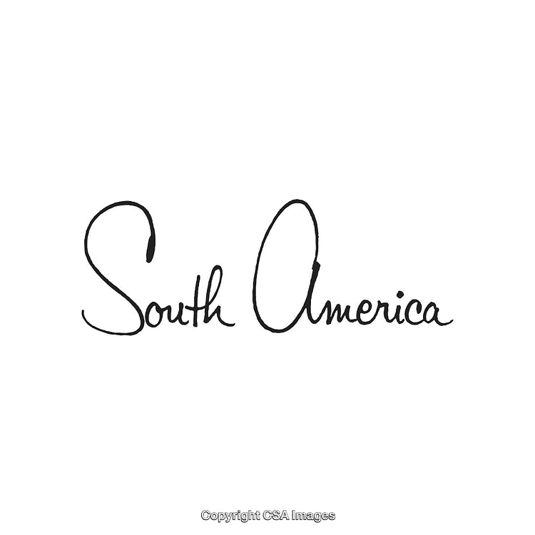 South America Handwritten Calligraphy Isolated on White Background