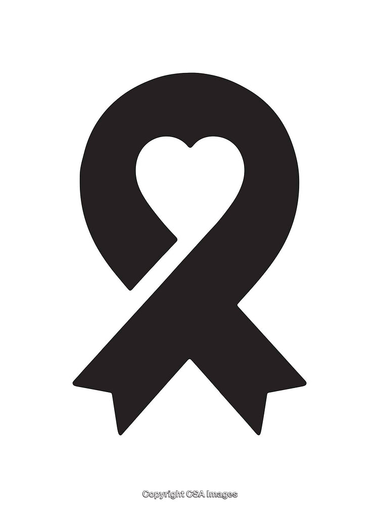 Black Heart-Shaped Ribbon Symbolizing Love and Awareness